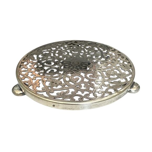 Vintage EPNS Manco Plate Silver Plate  Ornate Reticulated Trivet - Picture 7 of 8